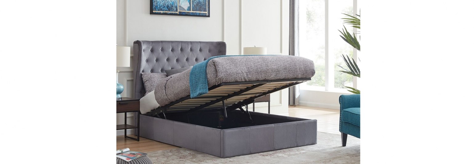 Holcombe Ottoman Velvet Bed Frame